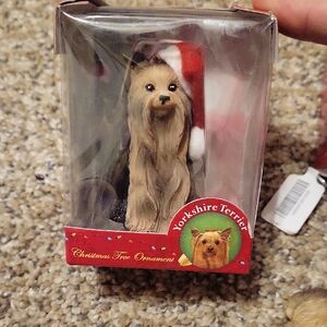Set Of 3 Yorkshire Terrier Christmas Ornament - Brown